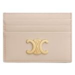 CELINE CARD HOLDER TRIOMPHE IN SHINY CALFSKIN PALE BEIGE