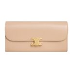 CELINE LARGE WALLET TRIOMPHE IN SHINY CALFSKIN OAT BEIGE