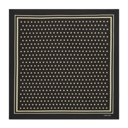 TOM FORD POLKA DOT SQUARE DESIGN POCKET SQUARE BLACK