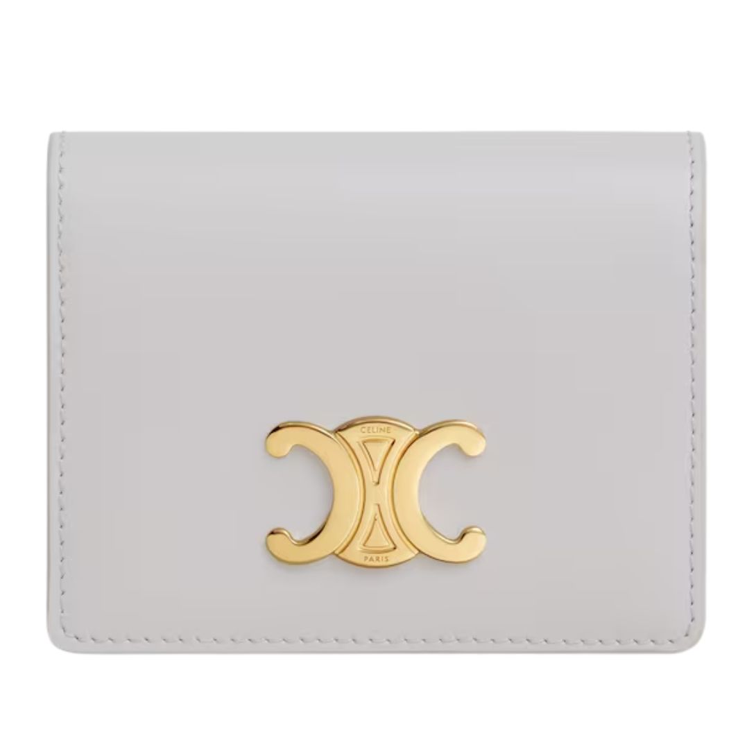9 CELINE TRIOMPHE BUSINESS CARD HOLDER IN SHINY CALFSKIN CLOUDY GREY