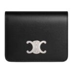 CELINE TRIOMPHE COMPACT WALLET IN SHINY CALFSKIN CAPPUCCINO
