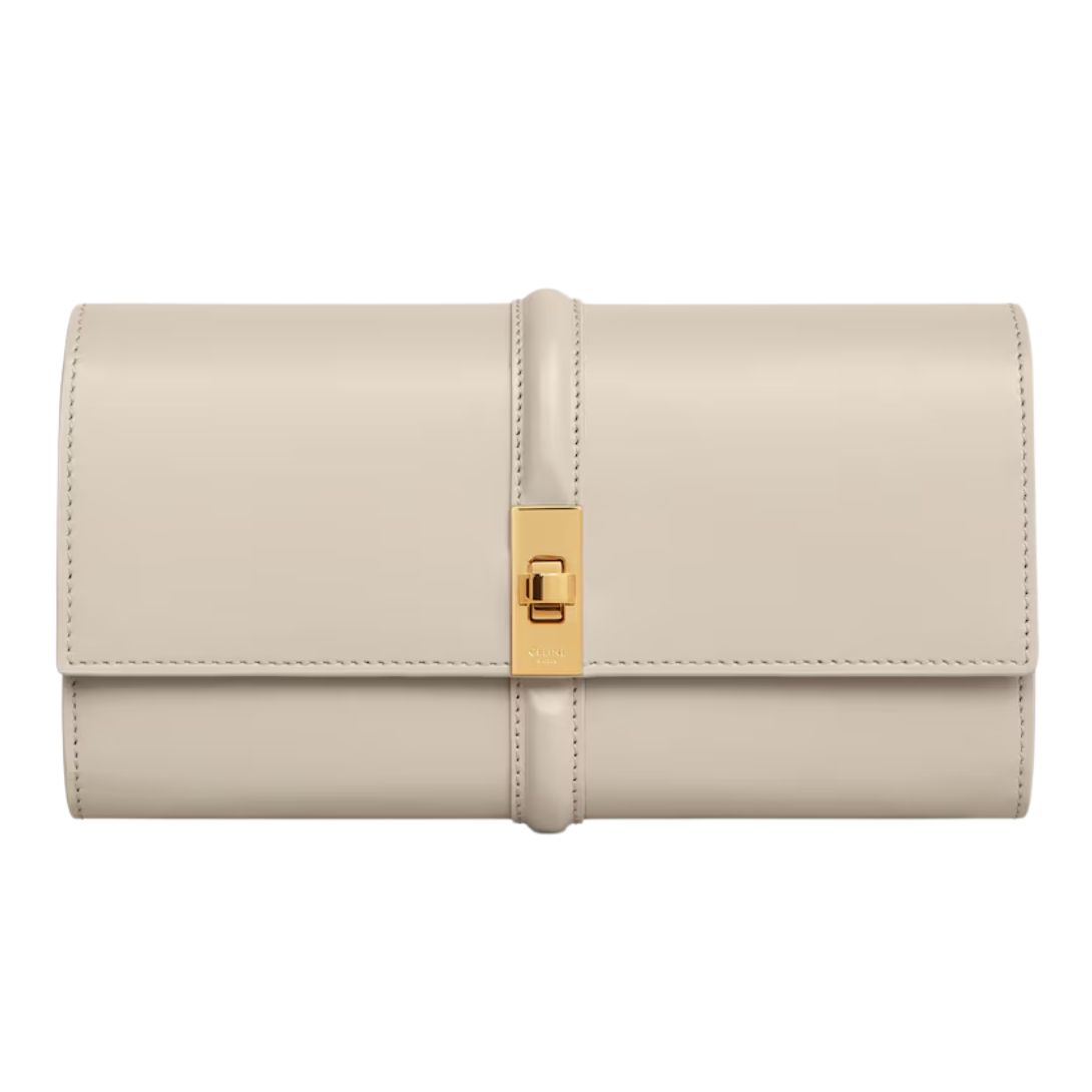 9 CELINE LARGE WALLET 16 IN SATINATED CALFSKIN LIGHT STONE