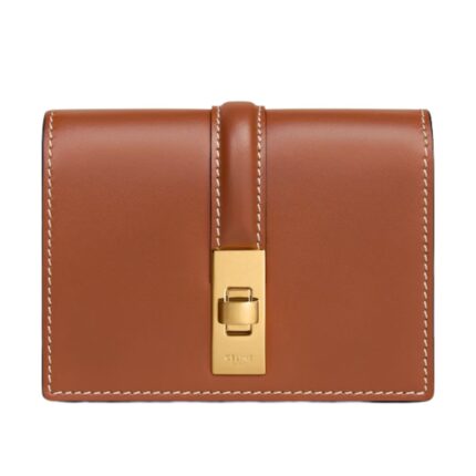 CELINE CARD HOLDER WITH FLAP 16 IN SATINATED CALFSKIN TAN