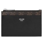 CELINE ZIPPED CARD HOLDER IN TRIOMPHE CANVAS AND LAMBSKIN TAN