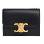 CELINE COMPACT WALLET WITH COIN TRIOMPHE IN SHINY CALFSKIN BRONZE