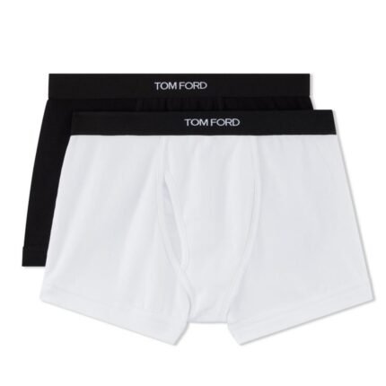 TOM FORD COTTON BOXER BRIEFS TWO PACK WHITE/BLACK