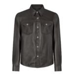 TOM FORD SHINY NAPPA PLONGE SNAP BUTTON OUTERSHIRT