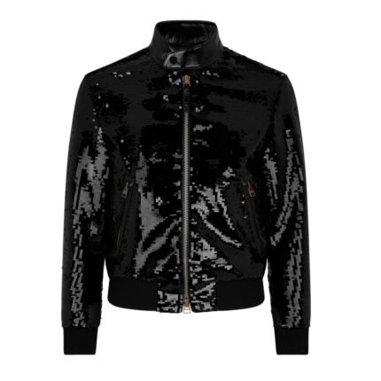 TOM FORD SEQUIN EMBROIDERY BIKER BLOUSON