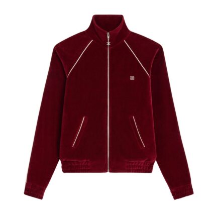 CELINE TRIOMPHE TRACKSUIT JACKET IN VELVET JERSEY BLACK-WHITE