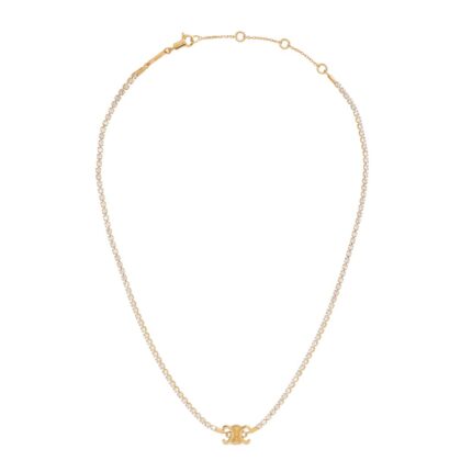 CELINE TRIOMPHE SPARKLE NECKLACE IN BRASS WITH GOLD FINISH AND STRASS