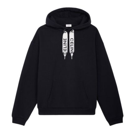CELINE LOOSE HOODIE IN COTTON FLEECE LIGHT GREY