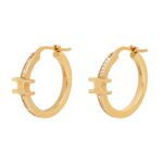 CELINE TRIOMPHE SPARKLE HOOPS IN STRASS AND BRASS WITH RHODIUM FINISH