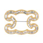 CELINE TRIOMPHE FRAME SPARKLE BROOCH IN STRASS BRASS WITH GOLD FINISH AND STEEL
