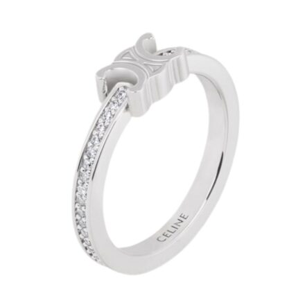 CELINE TRIOMPHE SPARKLE RING IN STRASS AND BRASS WITH RHODIUM FINISH