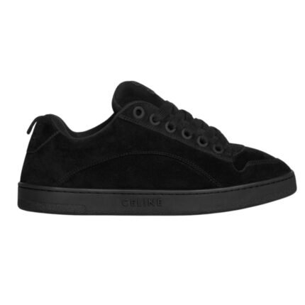 CELINE HUNTINGTON LOW LACE UP SNEAKER IN SUEDE CALFSKIN AND MESH BLACK
