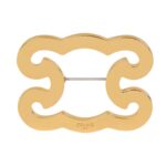 CELINE TRIOMPHE FRAME BROOCH IN BRASS WITH GOLD FINISH AND STEEL