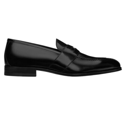 CELINE MALAQUAIS PENNY TRIOMPHE LOAFER IN POLISHED BULL BLACK