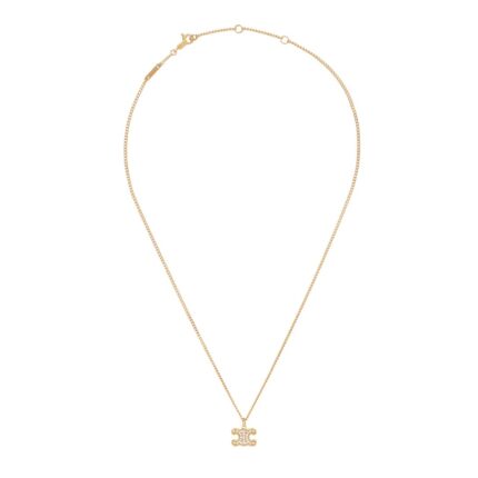 CELINE TRIOMPHE RHINESTONE NECKLACE IN BRASS WITH GOLD FINISH AND CRYSTALS