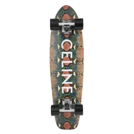 CELINE MINI CRUISER IN WOOD WITH PYTHON AND CELINE PRINT BEIGE-BLACK