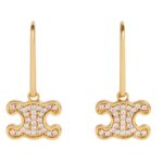 CELINE TRIOMPHE RHINESTONE EARRINGS IN BRASS WITH RHODIUM FINISH AND CRYSTALS