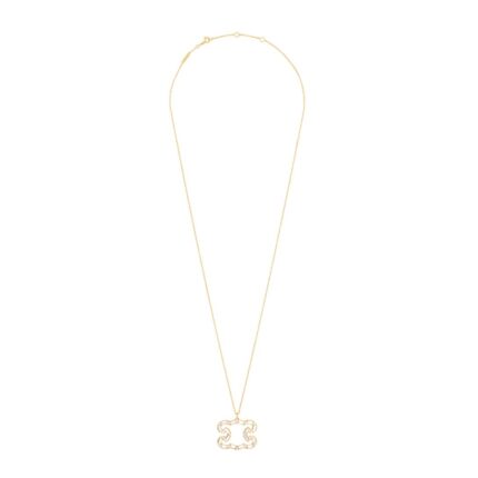 CELINE TRIOMPHE FRAME SPARKLE NECKLACE IN STRASS AND BRASS WITH GOLD FINISH