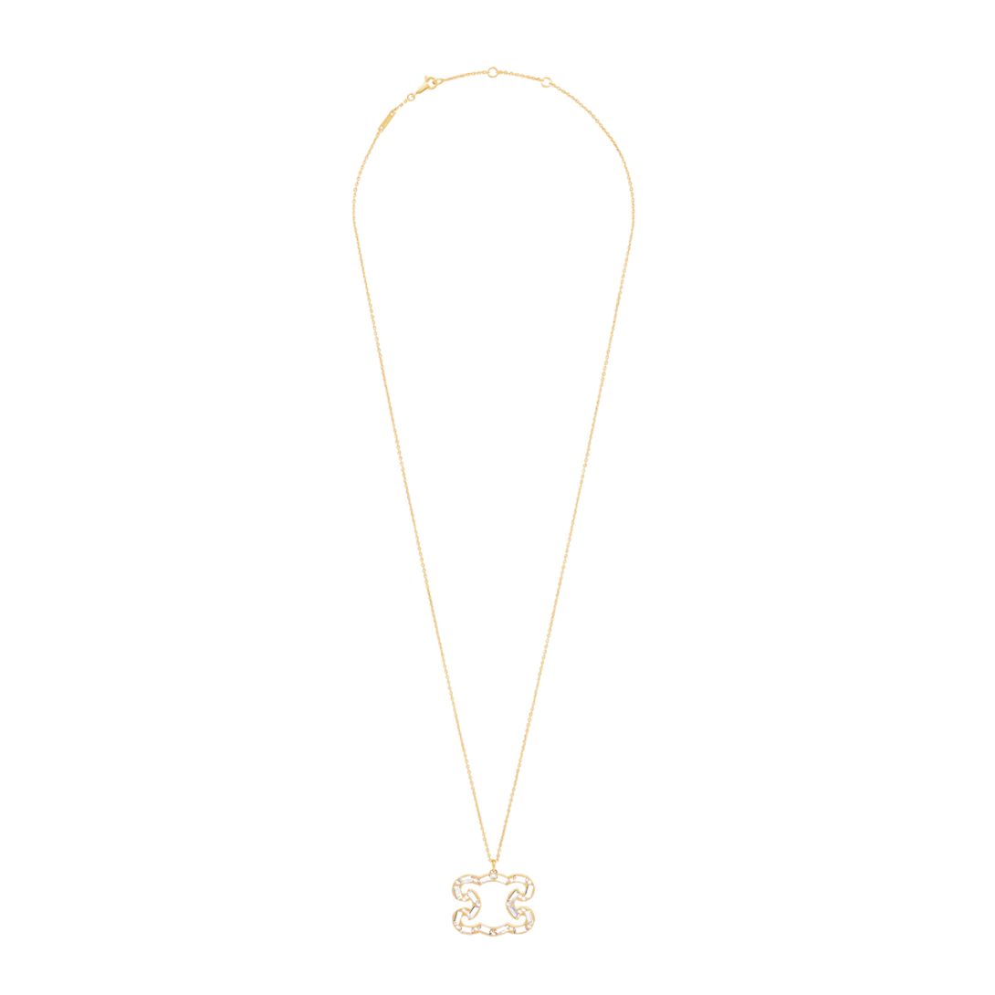 1 CELINE TRIOMPHE FRAME SPARKLE NECKLACE IN STRASS AND BRASS WITH GOLD FINISH