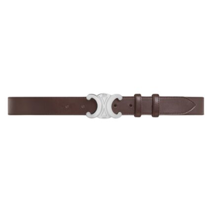 CELINE LARGE TRIOMPHE BELT IN VINTAGE CALFSKIN DARK BROWN