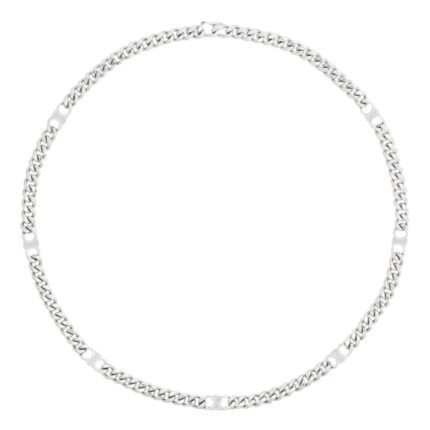 CELINE TRIOMPHE SMALL GOURMETTE NECKLACE IN BRASS WITH RHODIUM FINISH