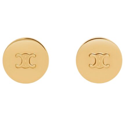 CELINE TRIOMPHE SIGNET EARRINGS IN BRASS WITH GOLD FINISH