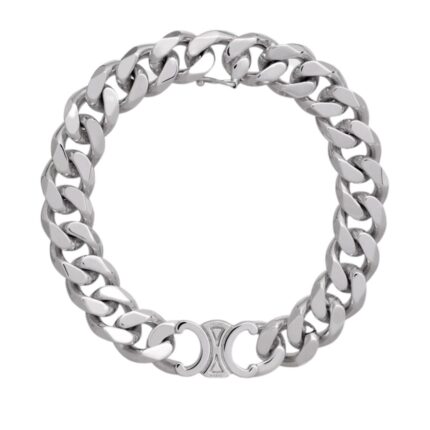 CELINE TRIOMPHE GOURMETTE BRACELET IN BRASS WITH RHODIUM FINISH