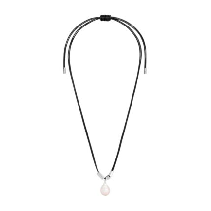 CELINE SAN ONOFRE BAROQUE PEARL NECKLACE IN CULTURED PEARL COTTON AND BRASS WITH RHODIUM FINISH