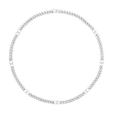 CELINE TRIOMPHE SMALL GOURMETTE NECKLACE IN BRASS WITH RHODIUM FINISH