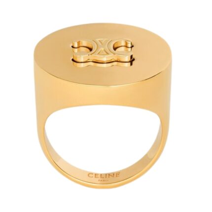 CELINE TRIOMPHE SIGNET RING IN BRASS WITH GOLD FINISH