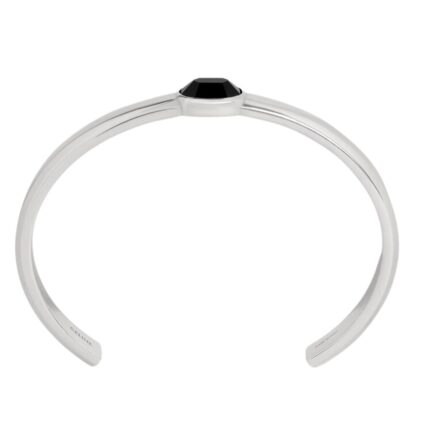 CELINE BEVELLED CUFF IN ONYX AND STERLING SILVER WITH RHODIUM FINISH