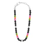 CELINE SAN ONOFRE TRIOMPHE BRACELET IN ONYX GLASS PEARLS AND BRASS WITH RHODIUM FINISH