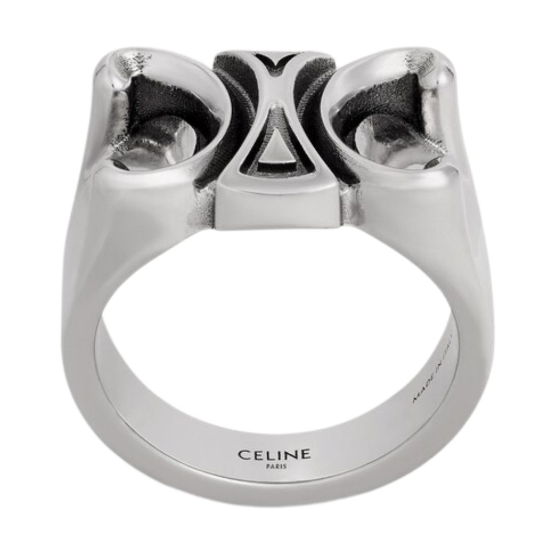 1 CELINE TRIOMPHE GOURMETTE RING IN BRASS WITH RHODIUM FINISH