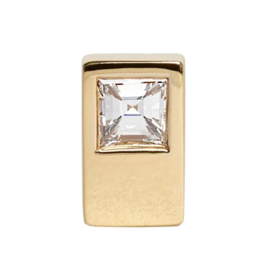 1 CELINE SENTIMENTAL DOUBLE SQUARE STUD IN YELLOW GOLD AND DIAMOND