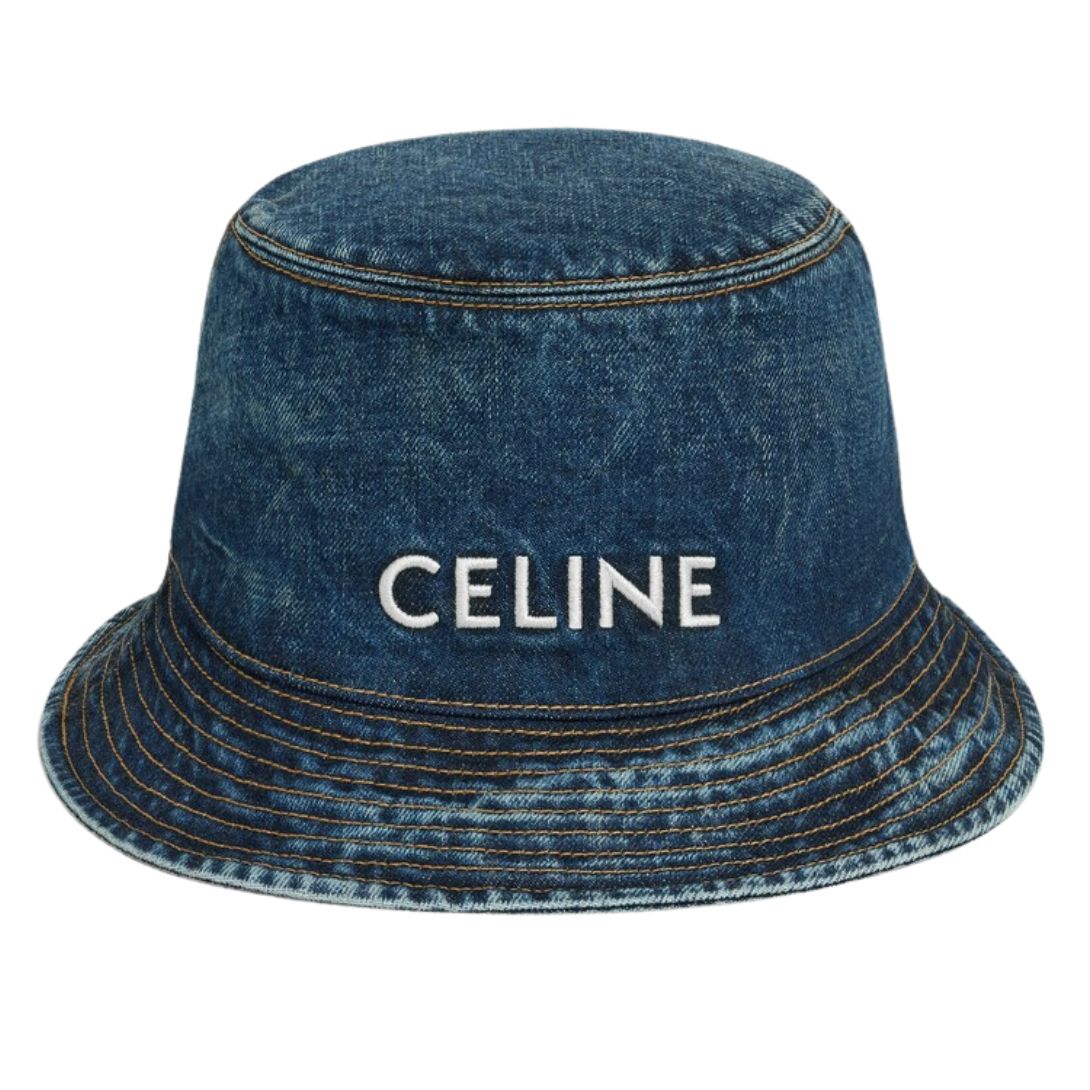 1 CELINE BUCKET HAT IN TRAIL WASH DENIM