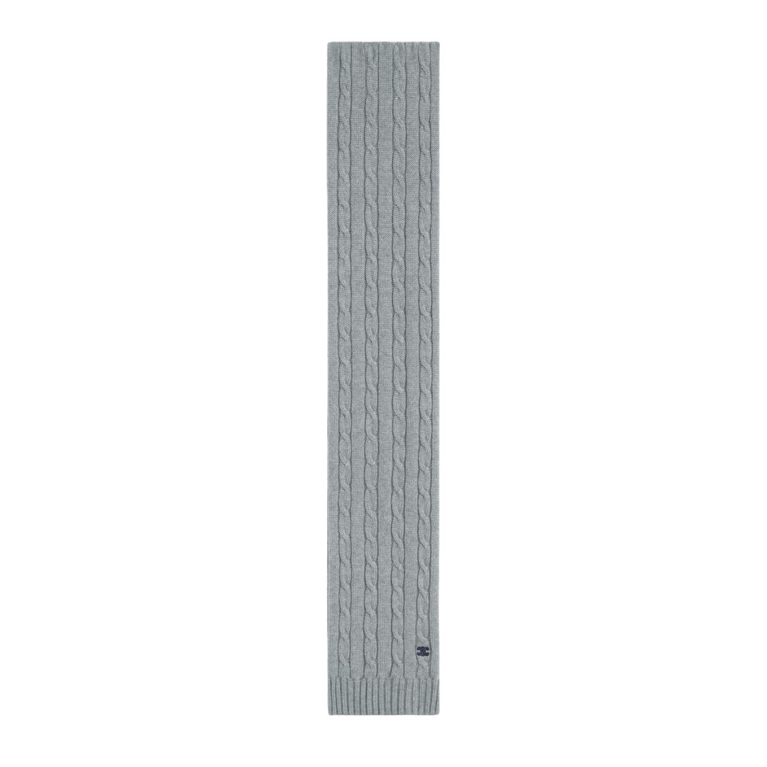 1 CELINE CABLE KNIT TRIOMPHE SCARF IN CASHMERE GREY