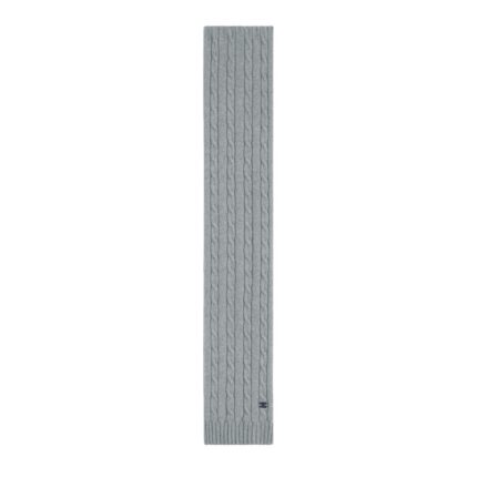 CELINE CABLE KNIT TRIOMPHE SCARF IN CASHMERE LIGHT TAUPE