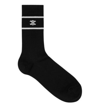 CELINE TRIOMPHE SOCKS IN STRIPED COTTON WHITE
