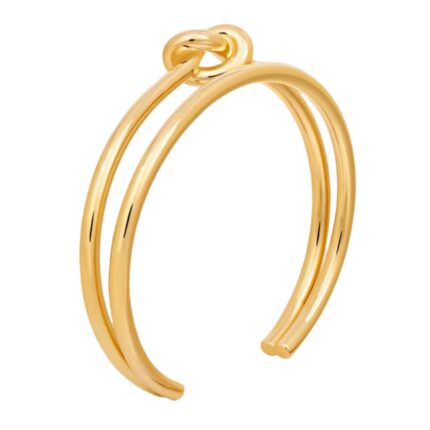 CELINE KNOT DOUBLE CUFF IN BRASS WITH GOLD FINISH