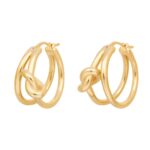 CELINE KNOT DOUBLE HOOPS IN BRASS WITH RHODIUM FINISH