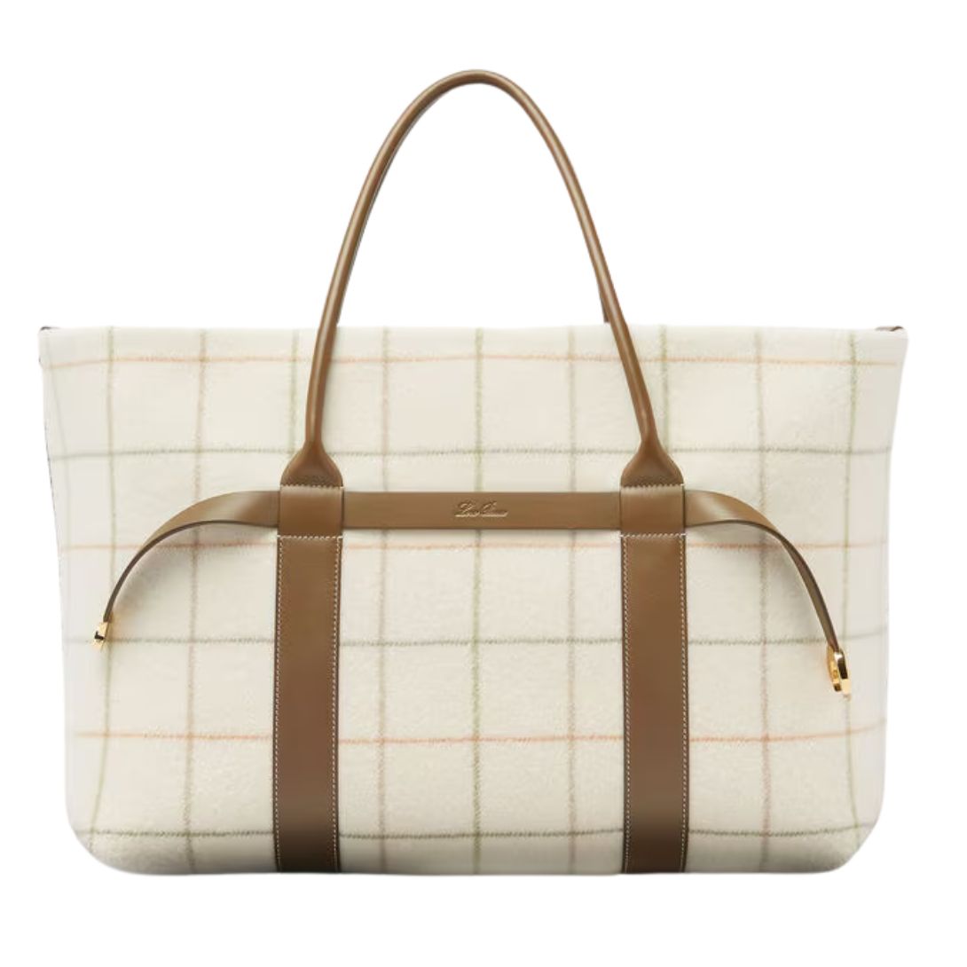 1 LORO PIANA LARGE GHIERA SHOPPER TARTAN