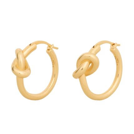 CELINE KNOT SMALL HOOPS IN BRASS WITH RHODIUM FINISH