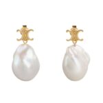 LES PERLES CELINE BAROQUE EARRINGS IN BRASS WITH GOLD FINISH AND CULTURED PEARLS