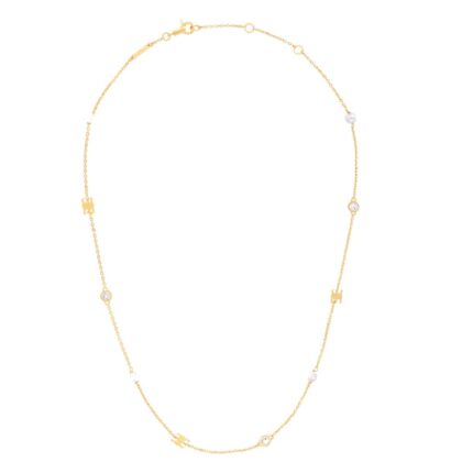 CELINE LES PERLES NECKLACE IN STRASS RESIN PEARLS AND BRASS WITH GOLD FINISH