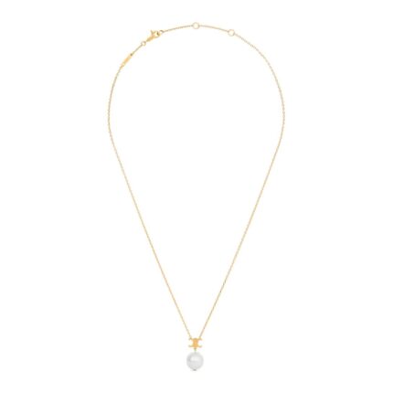 CELINE LES PERLES NECKLACE IN RESIN PEARL AND BRASS WITH GOLD FINISH