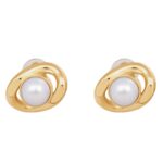 CELINE LES PERLES MAILLON EARRINGS IN BRASS WITH GOLD FINISH AND RESIN PEARLS
