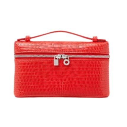 LORO PIANA EXTRA POCKET MINI POUCH CORAL LIPSTICK